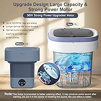 Vista 5 de Portable Washing Machine, 12L Upgraded Mini Washing Machine With Spin Basket, Foldable Washer Cleaning for Underwear, Baby Clothes Socks and Small