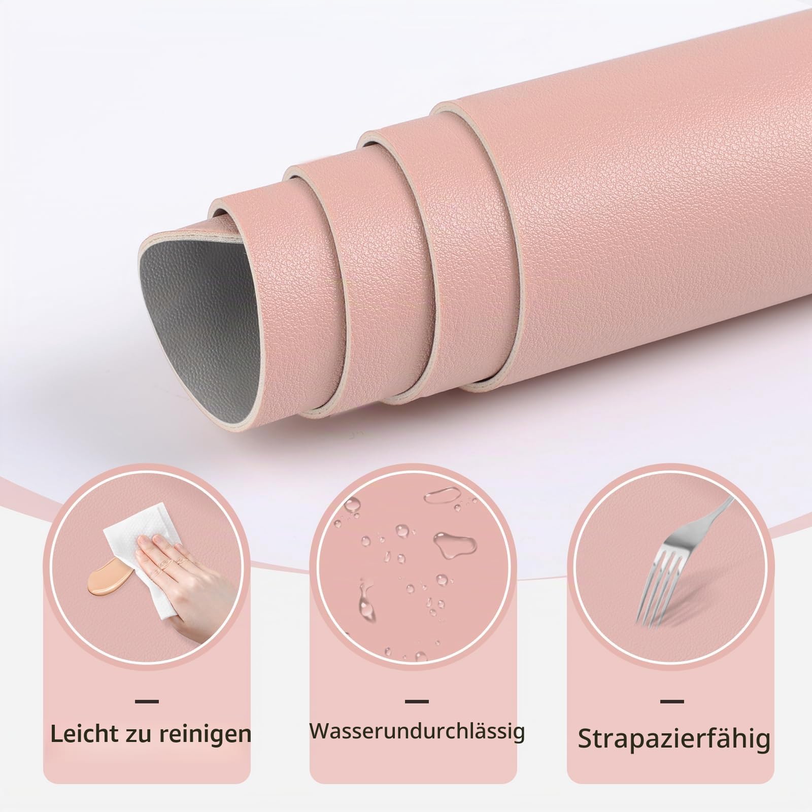 Schminktisch Unterlage, 50x30cm Make-up-Unterlage aus Leder für den Schminktisch, doppelseitig, wasser- und ölabweisend Schminktisch Zubehör (Rosa und Silber)