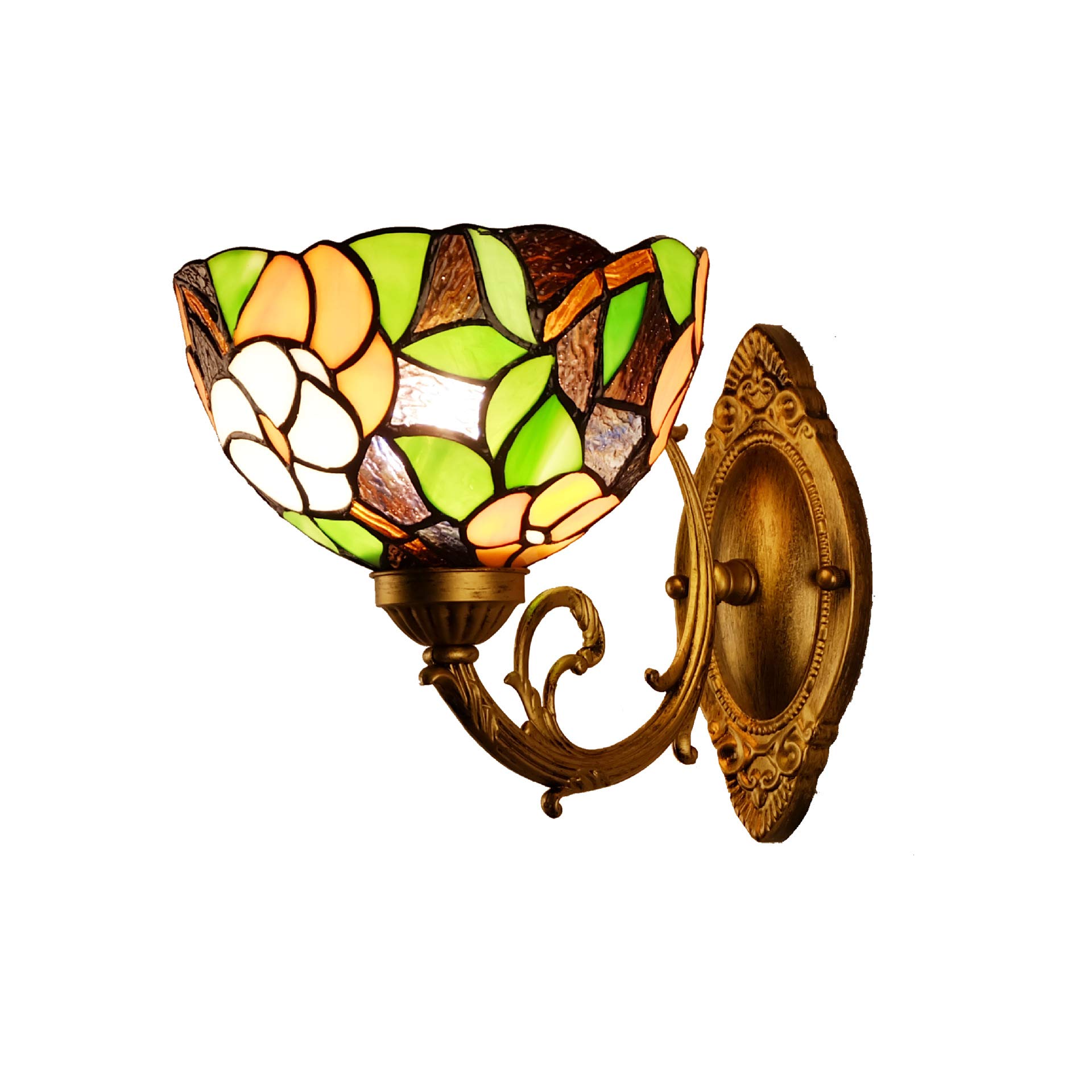Tiffany Style Stained Glass Wall Lamps & Sconces, 1 Light, E26/E27 Base Vintage Wall Light Fixtures for Bedroom Living Room Bathroom Hallway Indoor Lighting, 110-240V(No Bulb),12
