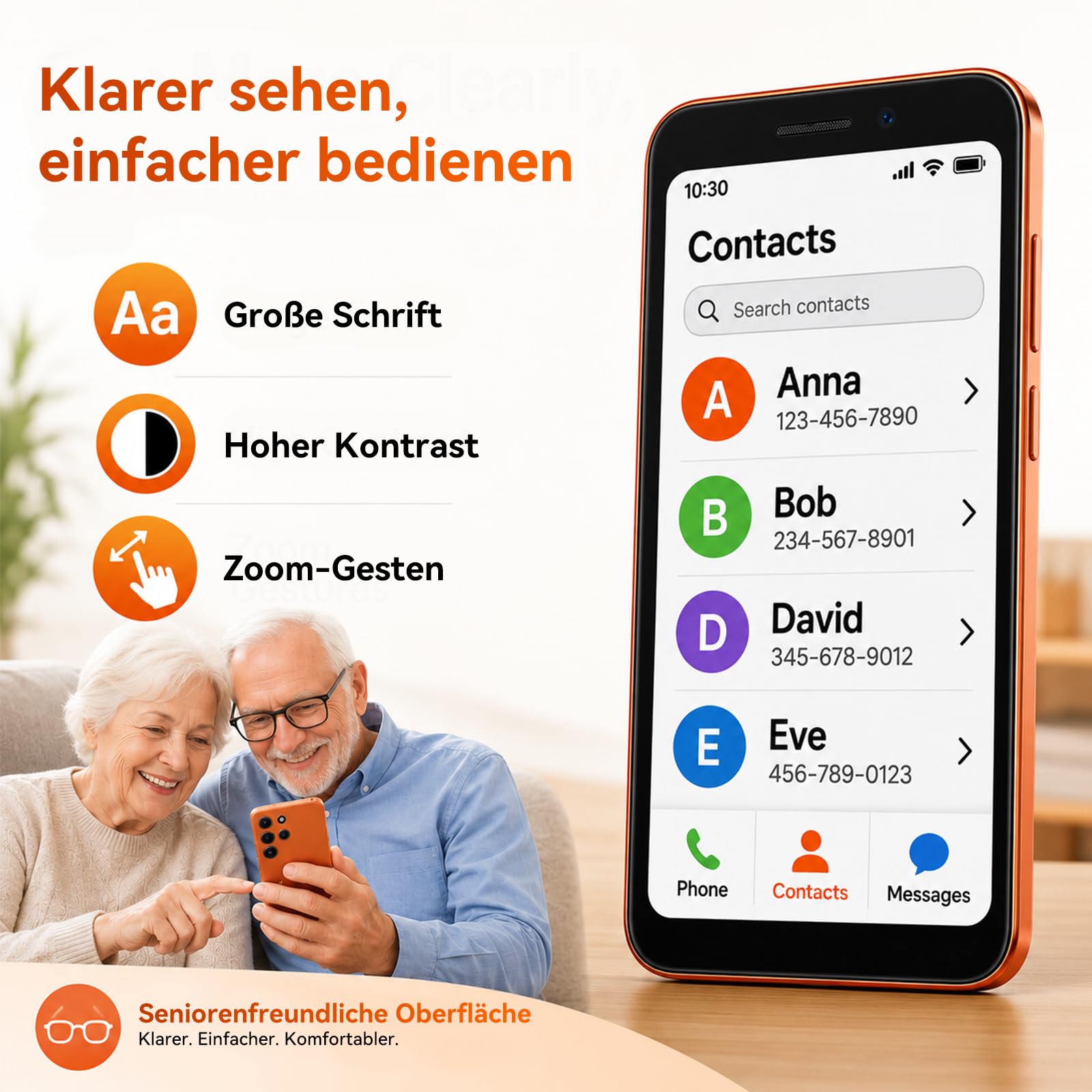 Blackview Wave 2C Mini Handy Android 16, 5" HD+ IPS Smartphone Ohne Vertrag, 9GB+32GB/1TB, 4G Dual SIM/Face ID/GPS, Orange