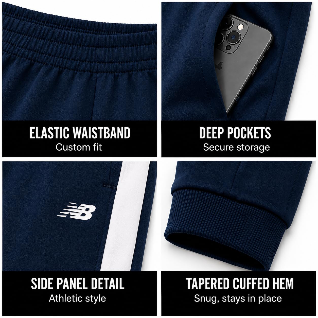New Balance Pantaloni sportivi per ragazzi, confezione da 2 pezzi, in tricot con elastico in vita, pantaloni sportivi per bambini