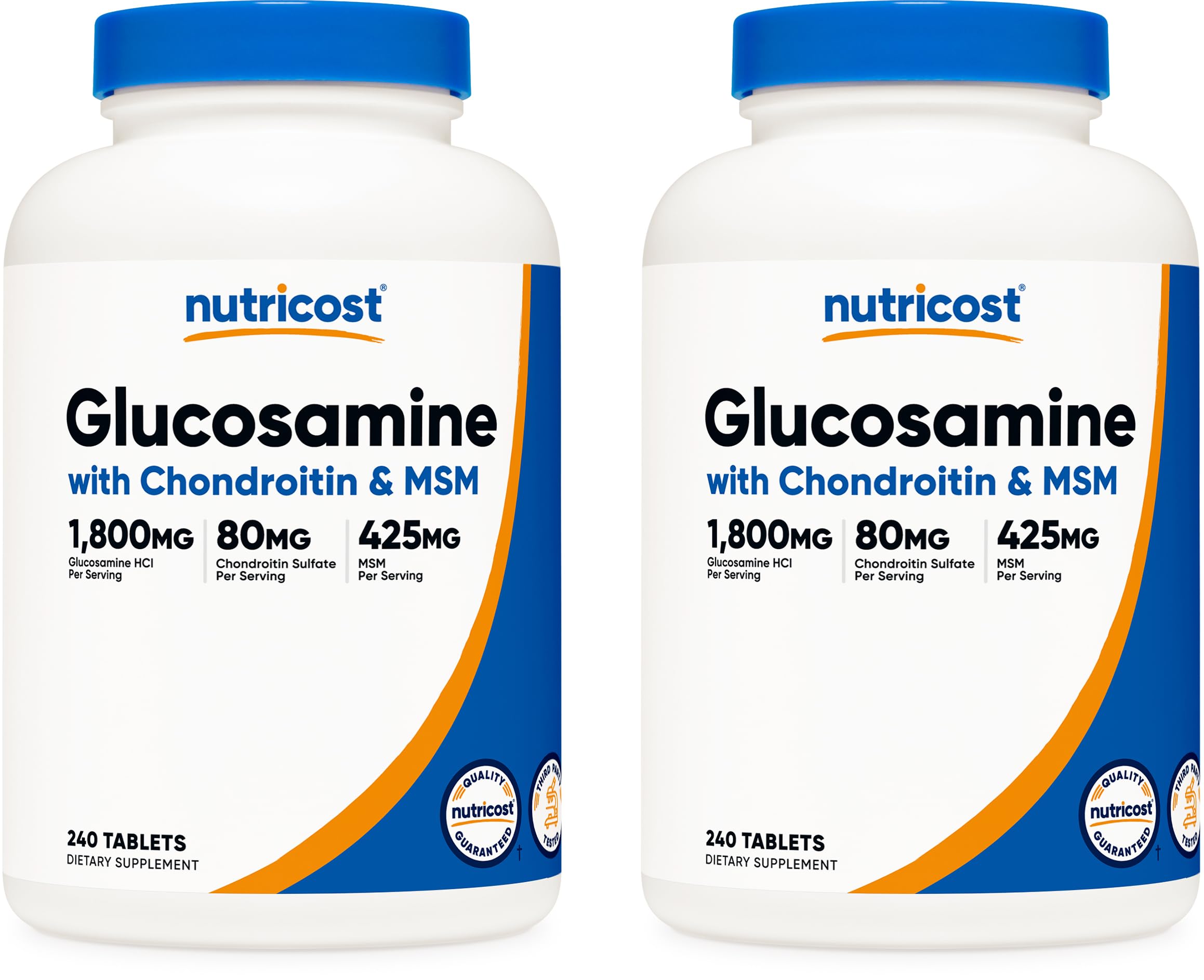 Nutricost Glucosamine 1800mg with Chondroitin & MSM, 240 Tablets, 120 Servings - Non-GMO, Gluten Free (Pack of 2) 240 Count (Pack of 2)