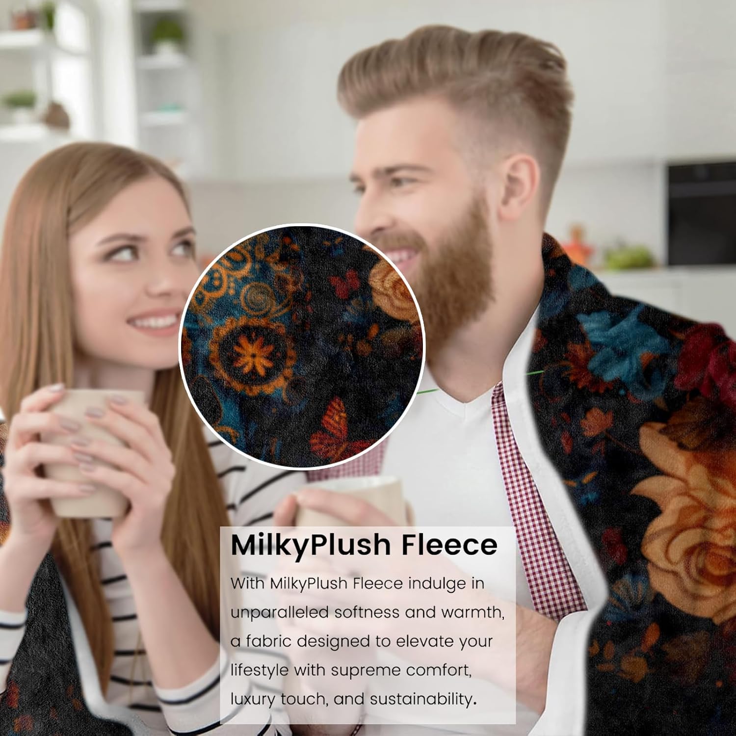 Decorative Skull Floral Plush Throw Blanket - Ultra-Soft Flannel, Lightweight, Comfy & Warm, Anti-Pilling Cozy Fleece for Couch, Bedroom, Travel, Outdoors - Unique Gift for Men & Boys 60×50inch