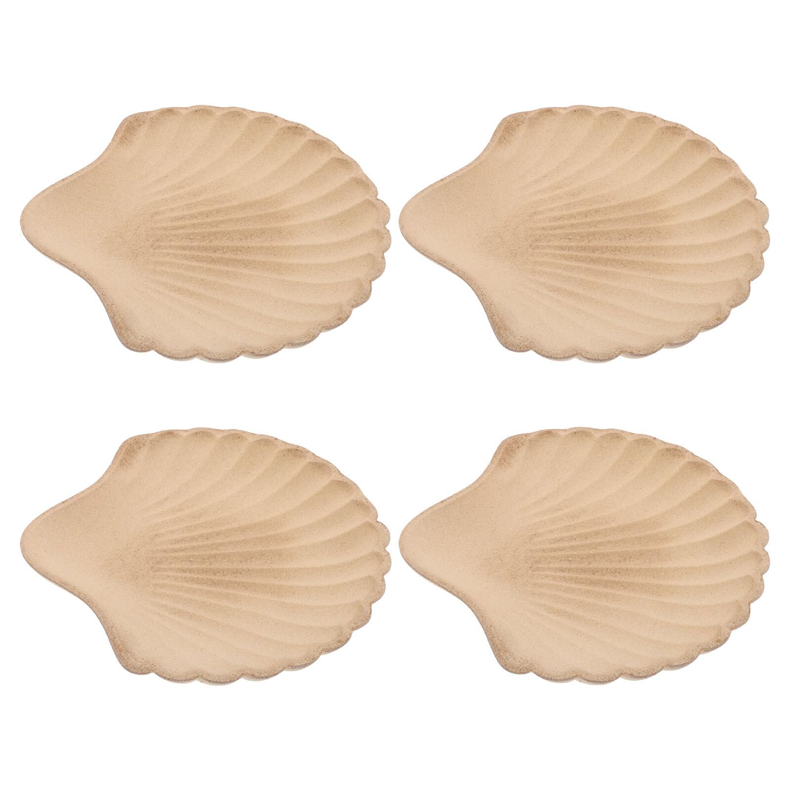 4 Stück Holz Schmucktablett Muschelform Dekorative Ringschale Aufbewahrungstablett für Schmuck Schmuckablage für Kommode und Schminktisch