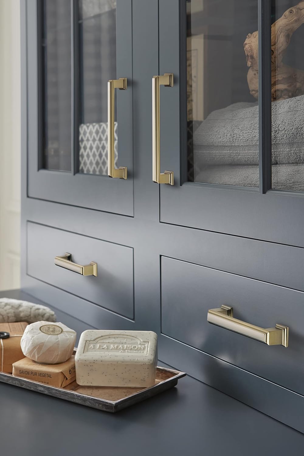 Amerock | Cabinet Pull | Golden Champagne | 5-1/16 inch (128 mm) Center to Center | Appoint | 1 Pack | Drawer Pull | Drawer Handle | Cabinet Hardware