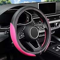 Vista 9 de Labbyway - Funda de piel de microfibra para volante de coche, ajuste universal, 15 pulgadas, protector de rueda antideslizante