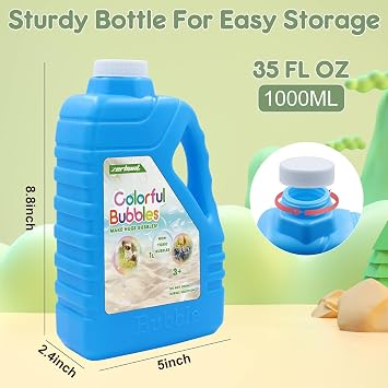 Zerhunt Bubble Solution Refill 33.8 OZ: Bubble Concentrate Solution for Bubble Machine| Bubble Solution Refill for Giant Bubble Wand, Bubble Gun Blower, Birthday Party Favors Wedding (Sky Blue)