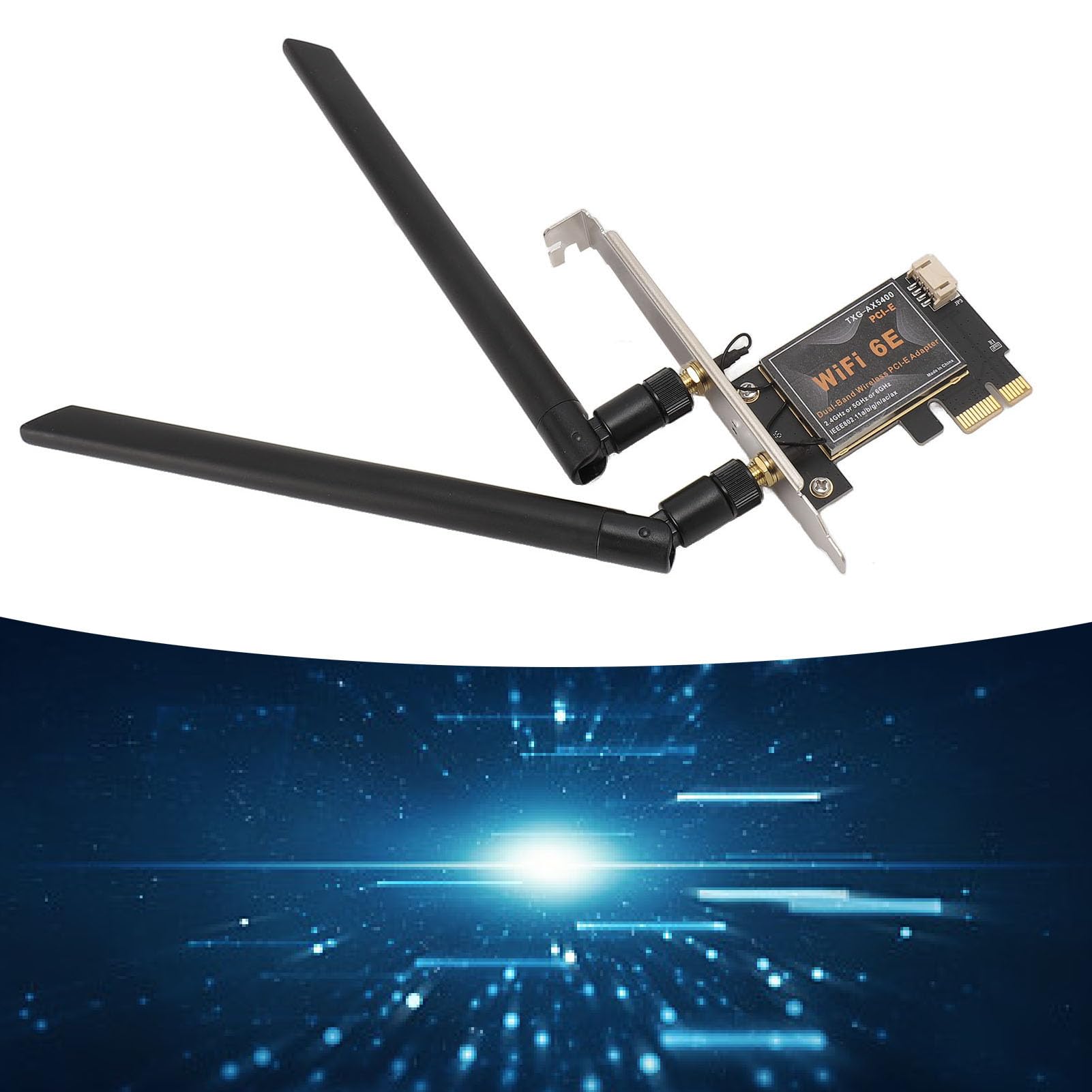 Ejoyous Bezprzewodowa Karta Sieciowa PCIE, Podwójna Antena 8DB 2,4 GHz 5 GHz 6 5.2 PCIE Karta WiFi do Gier Komputerowych (Brak podstawy antenowej)