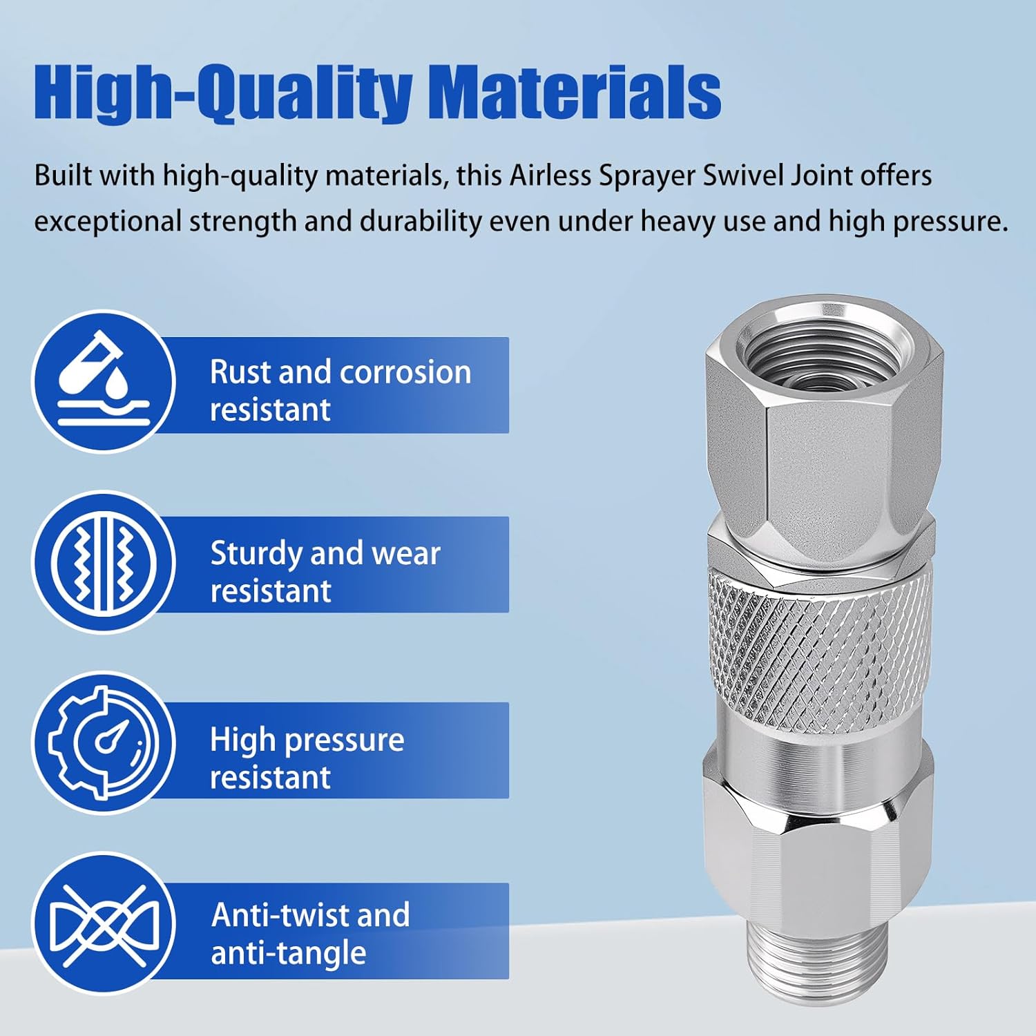 Airless Spray Gun Swivel Connector for Graco Magnum Straight Hose, 1/4" x1/4" Thread Replacement Swivel Fitting Part #244515, Compatible with X5, X7 Series