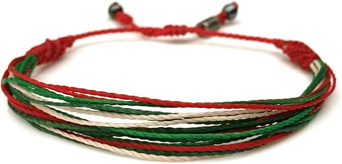 Vista 125 de Rumi Sumaq Pulseras con lazo de bandera del orgullo y el país, macramé tejida anudada a mano, cola de pez y trenzada, pulseras unisex ajustables