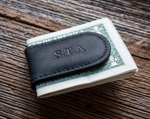 Miniatura 5 de Personalized Leather Money Clip For Men, Custom Groomsmen gift, Strong magnetic money clip, Minimalist cash holder - Fathers Day Gift.