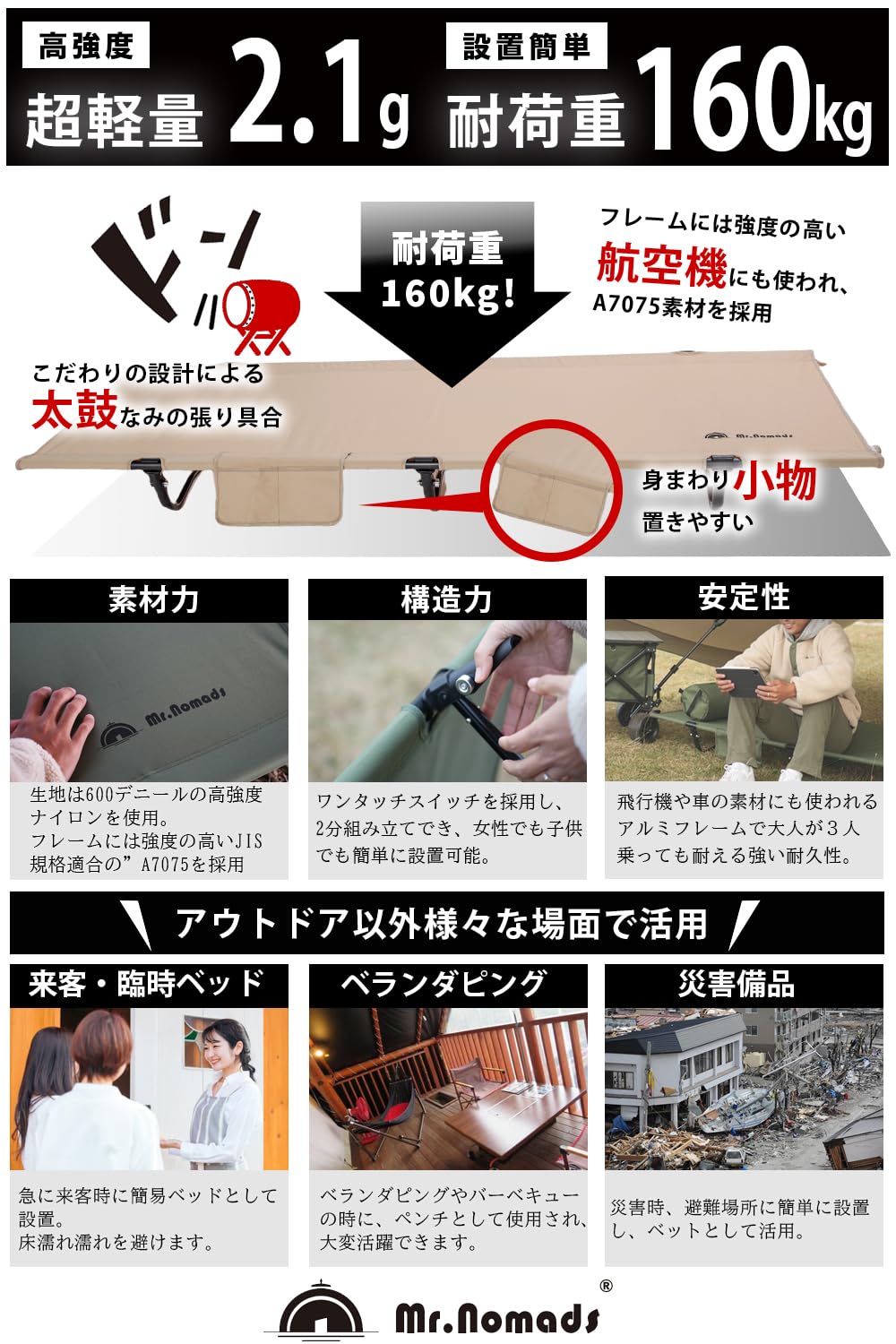MR. NOMADS【ラグビー日本代表採用ブランド】 耐荷重160KG ワイド Amazon | MR. NOMADS【ラグビー日本代表採用ブランド】 耐荷重