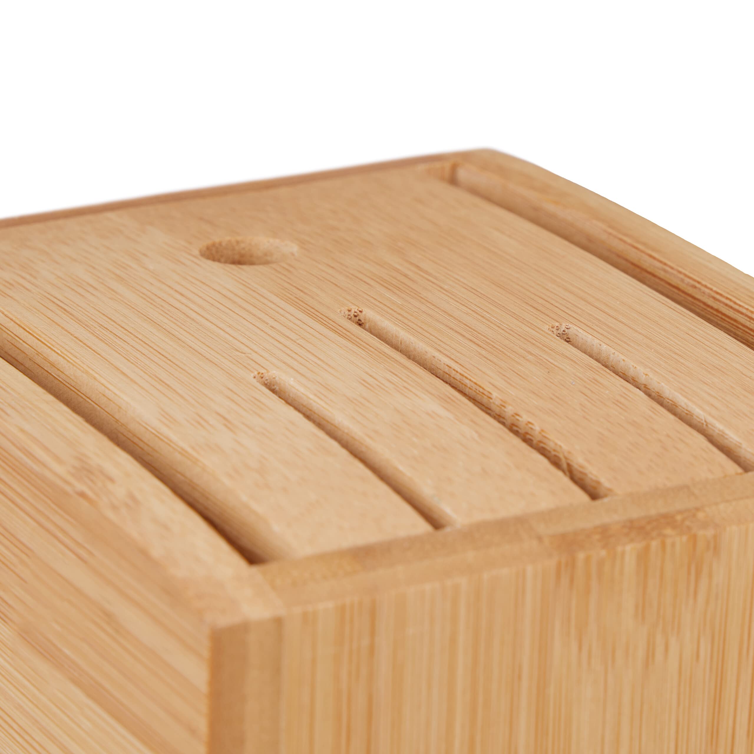 Relaxdays Ceppo Portacoltelli Vuoto, Supporto in bambù per Coltelli con Lame Strette 20 x 11,5 x 23,5 cm, Marrone Chiaro