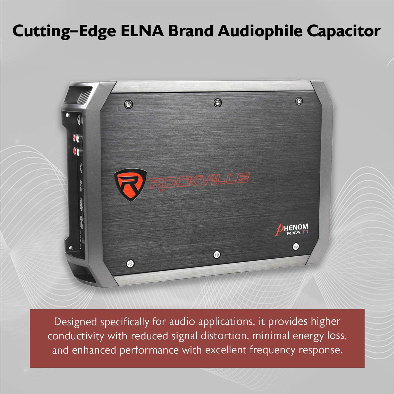 Rockville RXA-T1 1500W 2-Channel Car Amplifier, Dyno-Certified RMS, MOSFET Power, ELNA Capacitors, Class A/B, Perfect for Car Audio and Subwoofers