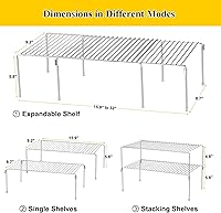 Vista 3 de Juego de 4 estantes organizadores para gabinete de cocina, organizador apilable y almacenamiento para armario, estante expandible con alzas