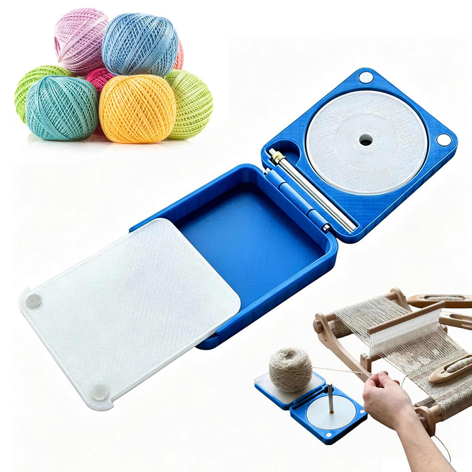 Portable Yarn Holder for Crochet & Knitting, 2026 New Rotating Double Yarn Spinner Dispenser Box, Foldable Travel Yarn Dispenser for Women Beginners Knitters Crocheters Gifts