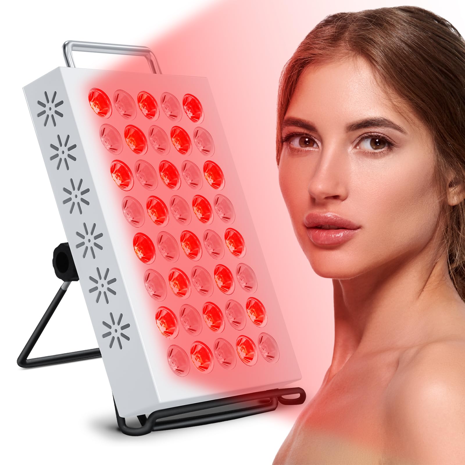Lámpara de Luz Roja 660nm & 850nm, Panel de 40 LED con Temporizador, Luz Roja para Casa/Oficina
