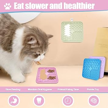 Lick Mat for Dogs and Cats,Cat Licking Pad with Suction Cups for Dog Anxiety Relief,Dog Peanut Butter Lick Pads for Dogs Perfect for Bathing Grooming,Slow Feeders for Dogs and Cats,4Pack