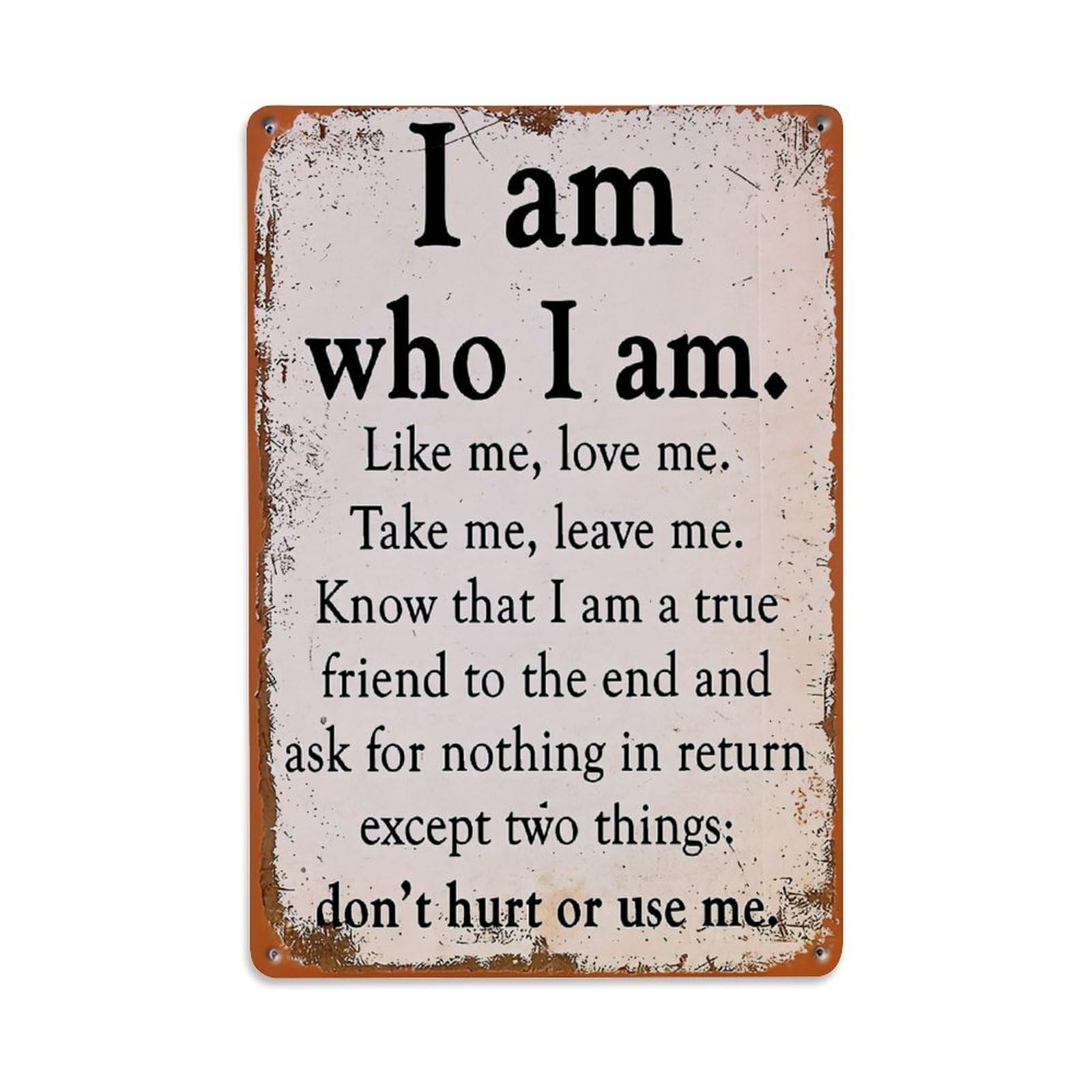 Jdfenggu Vintage I Am Who I Am Like Me Love Me Take Me Leave Retro Metal Tin Sign, Decor Art Poster For Bar, Home, Man Cave, Kitchen, Laundry Room Gift 8X12inch