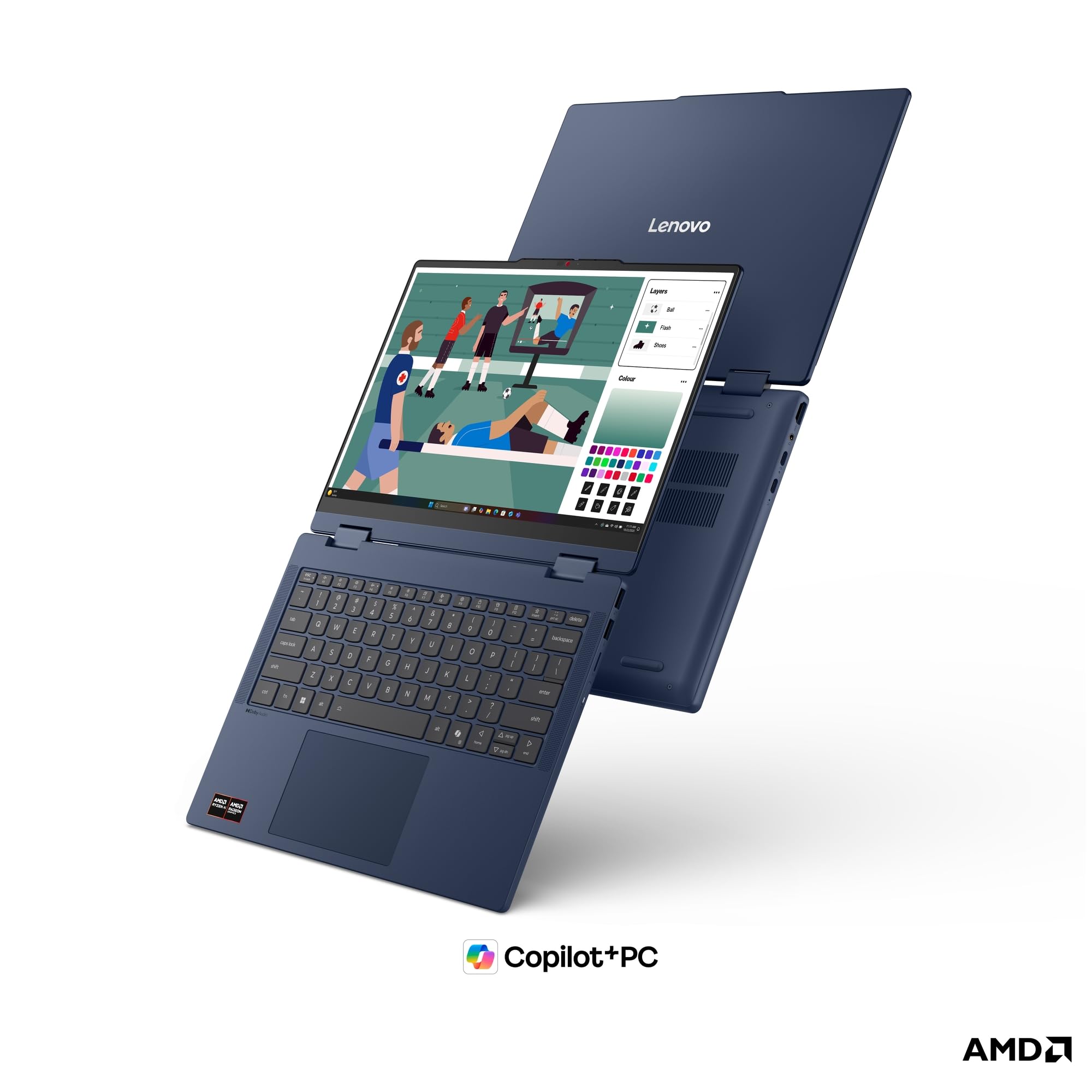 Lenovo IdeaPad 5 2in1 Laptop | 14" WUXGA Touch Display | AMD Ryzen 7 250 | 16GB RAM | 512GB SSD | AMD Radeon 780M | Windows 11 | QWERTZ | exkl. Farbe in Cosmic blau | 3 Monate Premium Care