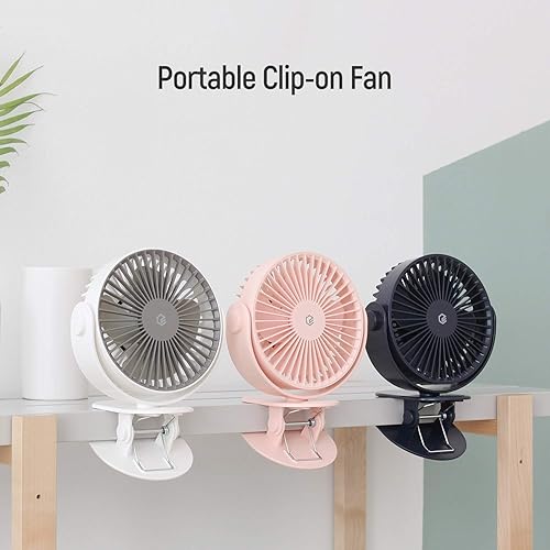 Miniatura 2 de Ventilador portátil con clip, rotación de 360 grados, funciona con batería recargable, 2,000 mAh, hasta 6.5 horas de tiempo de trabajo, con