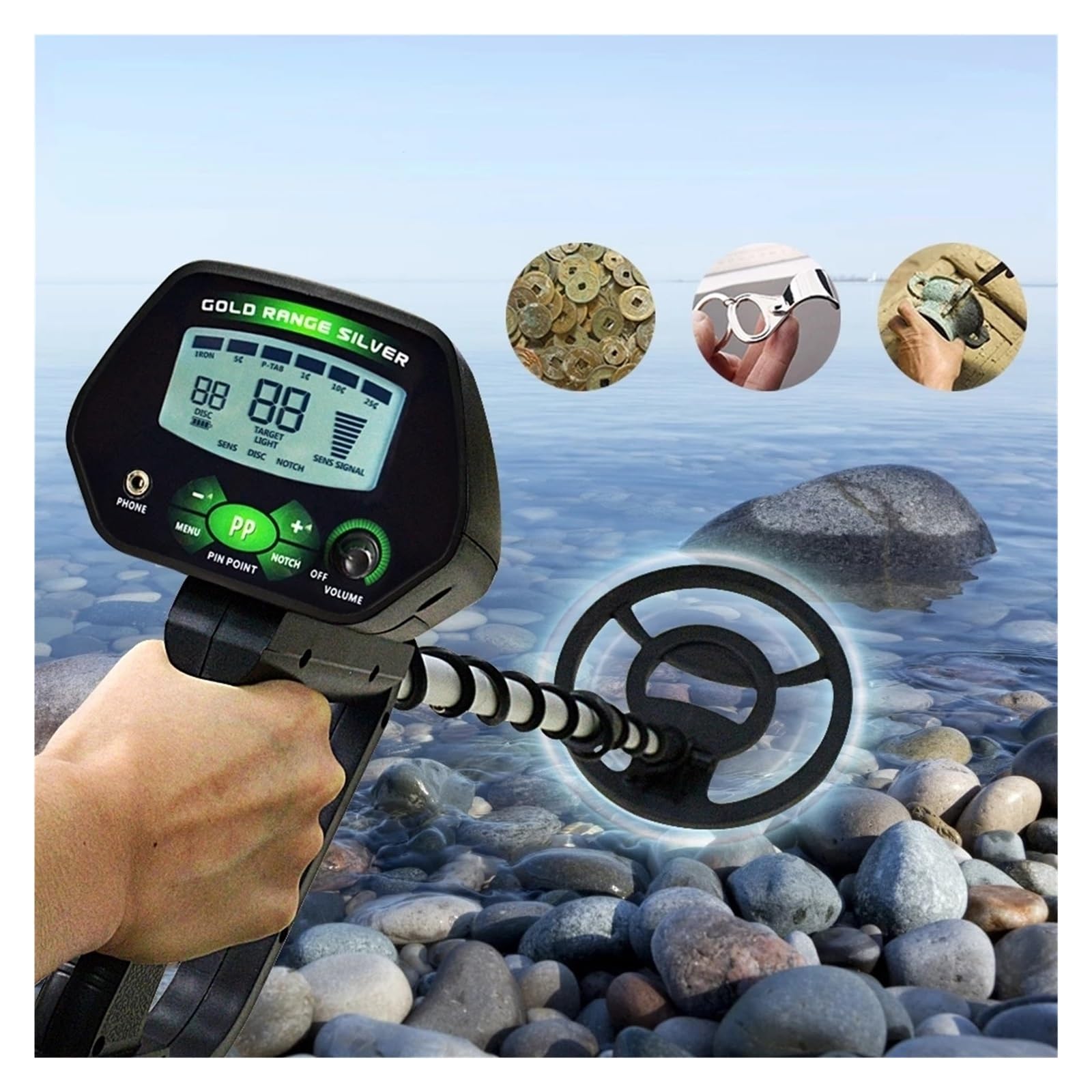 Wykrywacz metalu, Lekki wykrywacz metali MD-4090 z wodoodporną cewką wyszukiwania LCD All Metal & Disc Mode Pinpoint Function