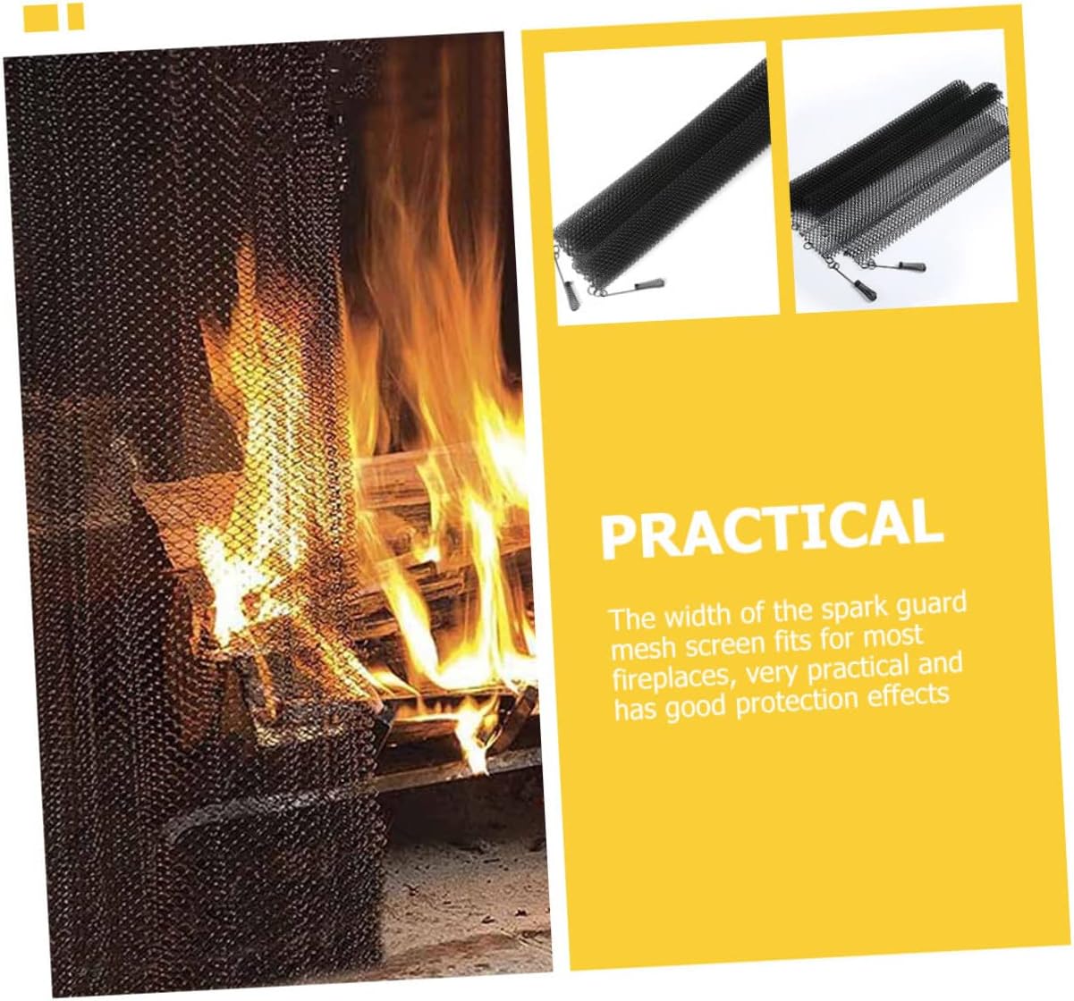 CHILDWEET 2pcs Fireplace Screen Panels Mesh Fireplace Screens Heavy Duty Curtains Decorative Hearth Accessory