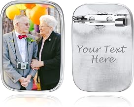Custom4U Personalised Photo/Text Brooch Pins for Women Men Boys Girls Fashion Customised Name/Picture/Monogram Letters Lapel Pins Jewelry Pins for Suit Dress Decoration (with Gift Packaging)