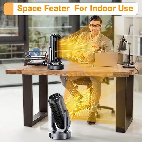 Miniatura 7 de Nauttxon Calentador de espacio oscilante con temporizador, 3 niveles de calor, calentador de espacio de 14 pulgadas, portátil para interiores, 1200