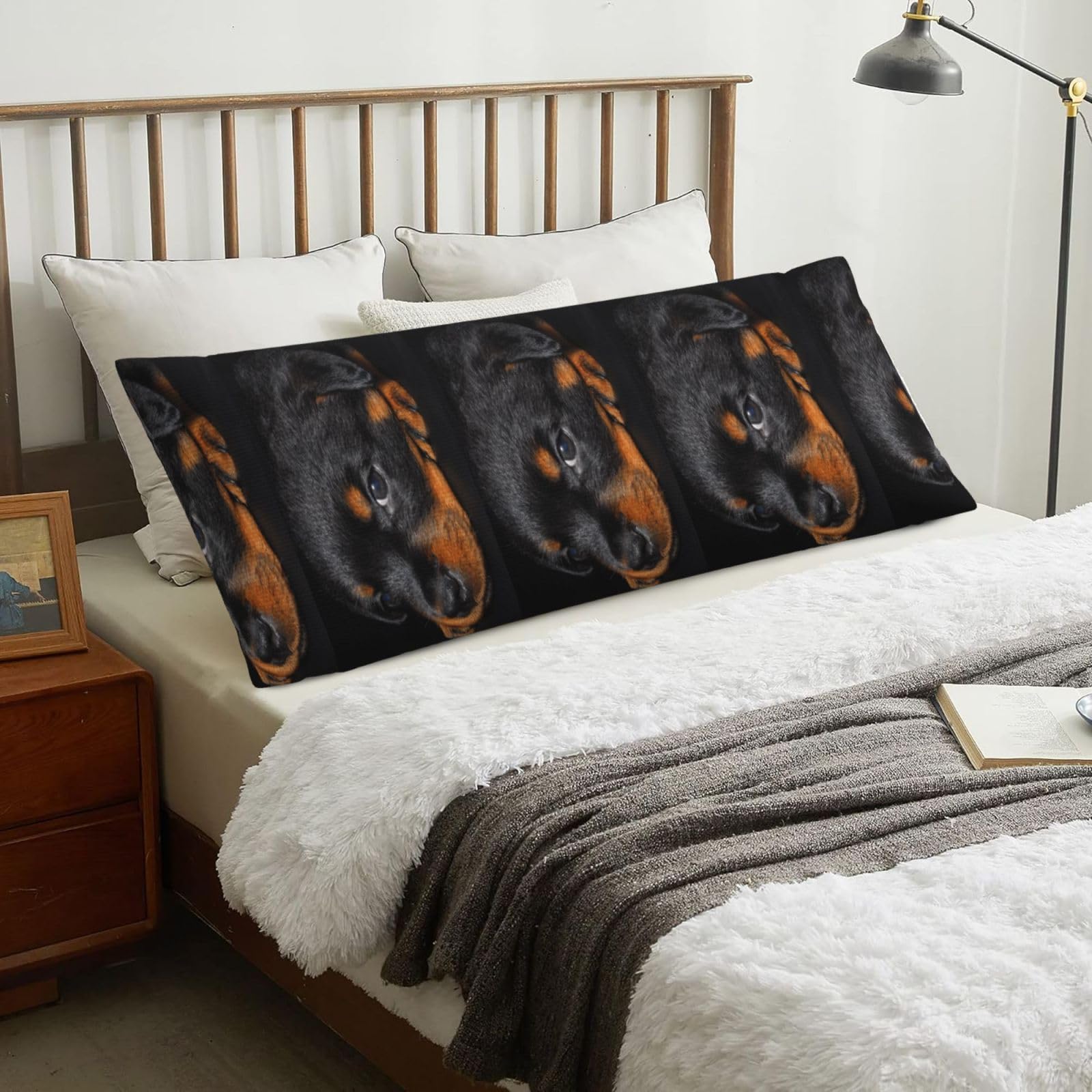 Rottweiler Puppy Pets Small Rottweiler Dogs, Body Pillow Cover with Zipper,Long Body Pillowcase 20 x 60 in