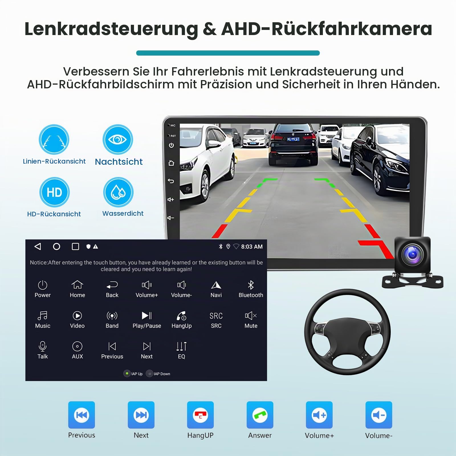 Roinvou 2+64G Android Autoradio Navi für Seat Ibiza 2009-2013 mit Wireless Carplay und Android Auto, 9 Zoll Touchscreen Radio mit Mirror Link Bluetooth WiFi GPS EQ FM/RDS SWC Rückfahrkamera