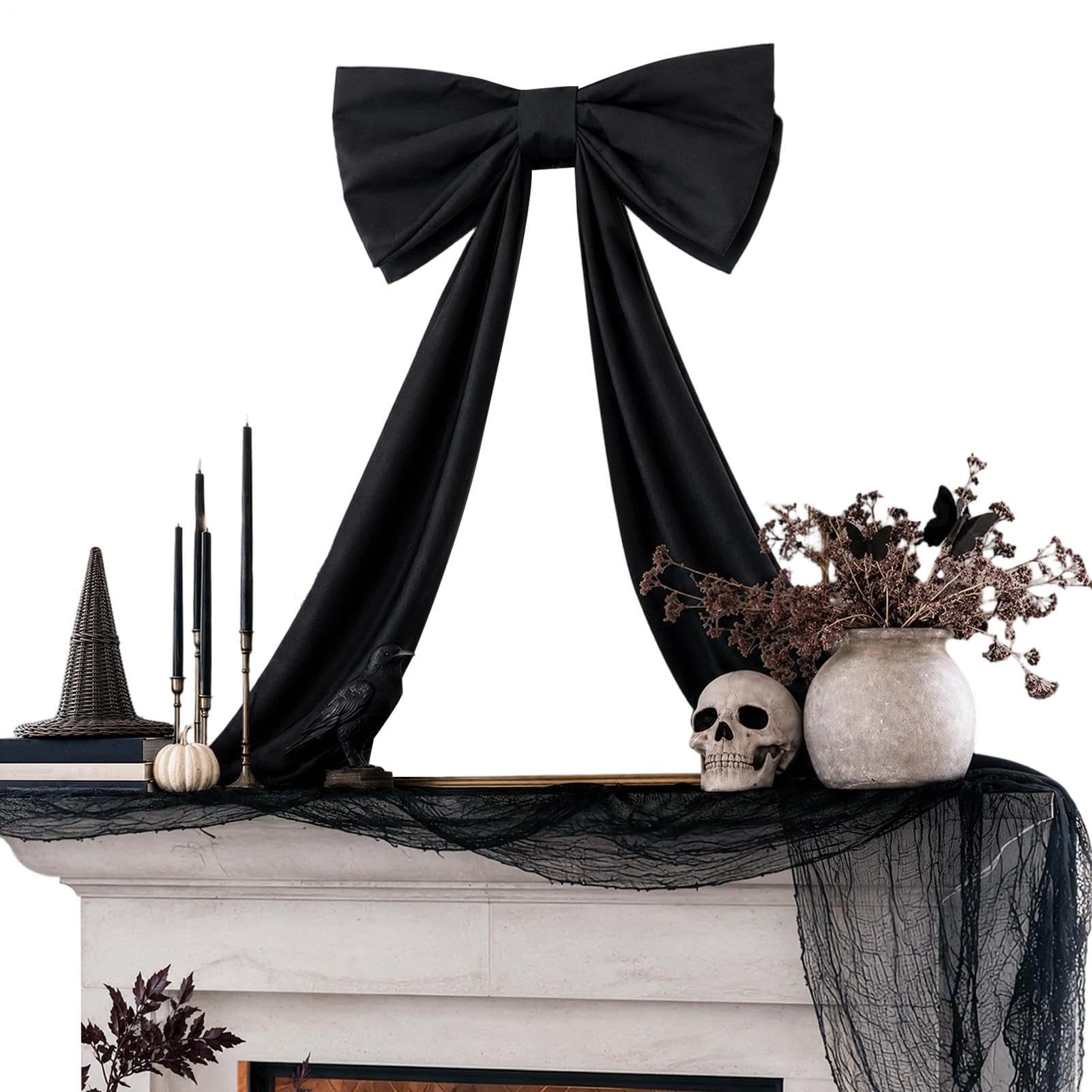 Moño decorativo grande de 121,9 cm x 61 cm negro ideal para adornar salones de bodas
