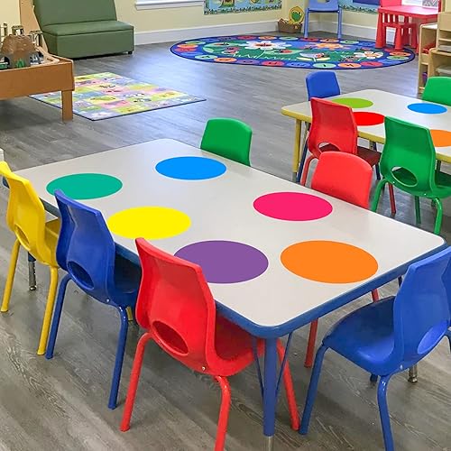 Miniatura 4 de 17 círculos coloridos de borrado en seco para mesas de aula, calcomanías de vinilo extraíbles, calcomanías de pared para escuela, hogar, profesores,
