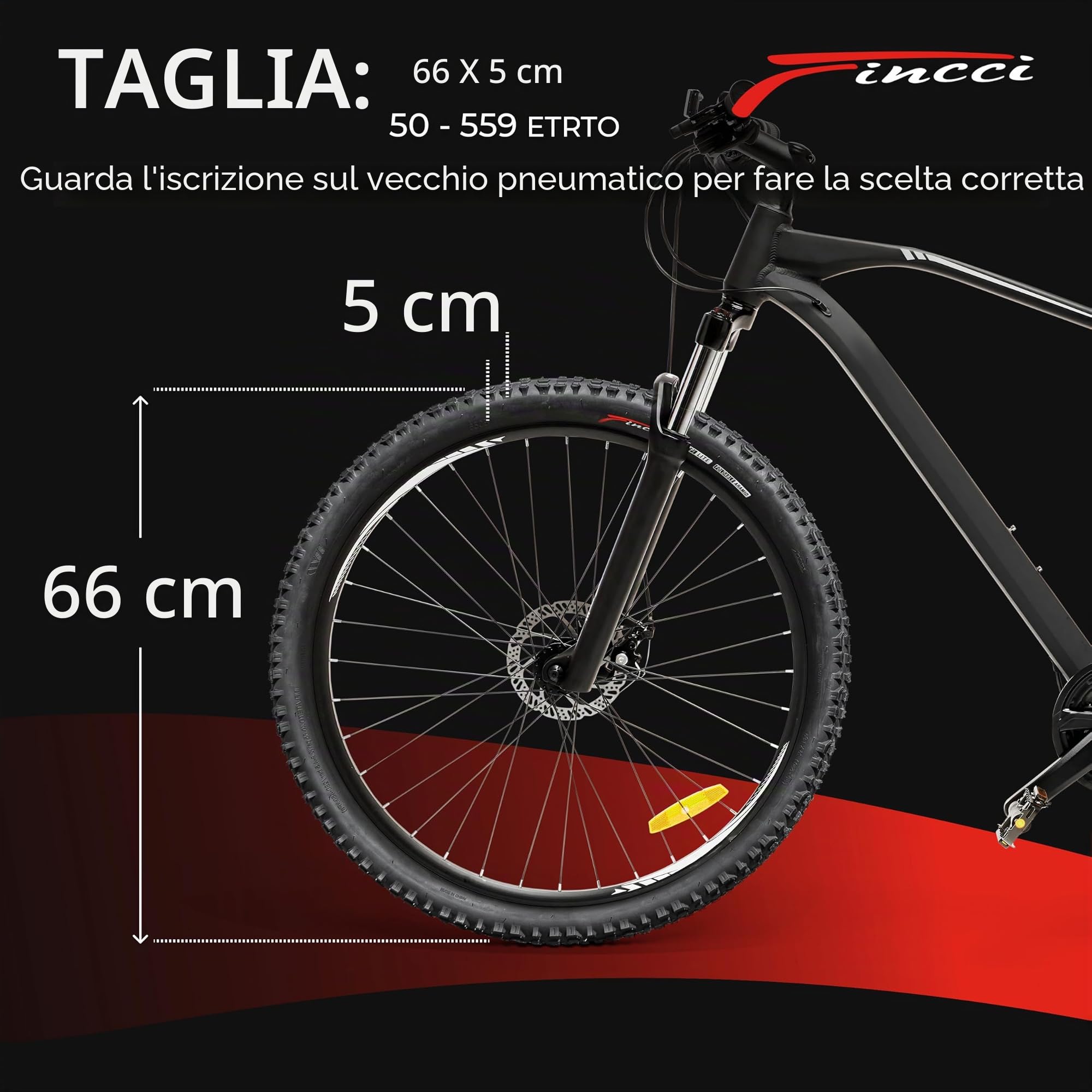 Fincci Copertone MTB 26x1.95 ETRTO 50-559 Pieghevole per Strada ed E-Bike | Pneumatico MTB Pieghevole 26x1.95, ETRTO 50-559 - Per Mountain Bike, Bici da Corsa, Strada Ibrida e Bicicletta Elettrica