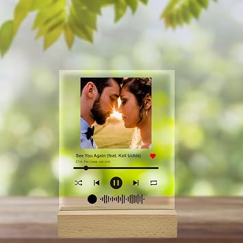 Spotify Plaque Code Acrylic Stand Custom Couple Women Album Cover Art Player Birthday Valentines Day Gift Personalized Music