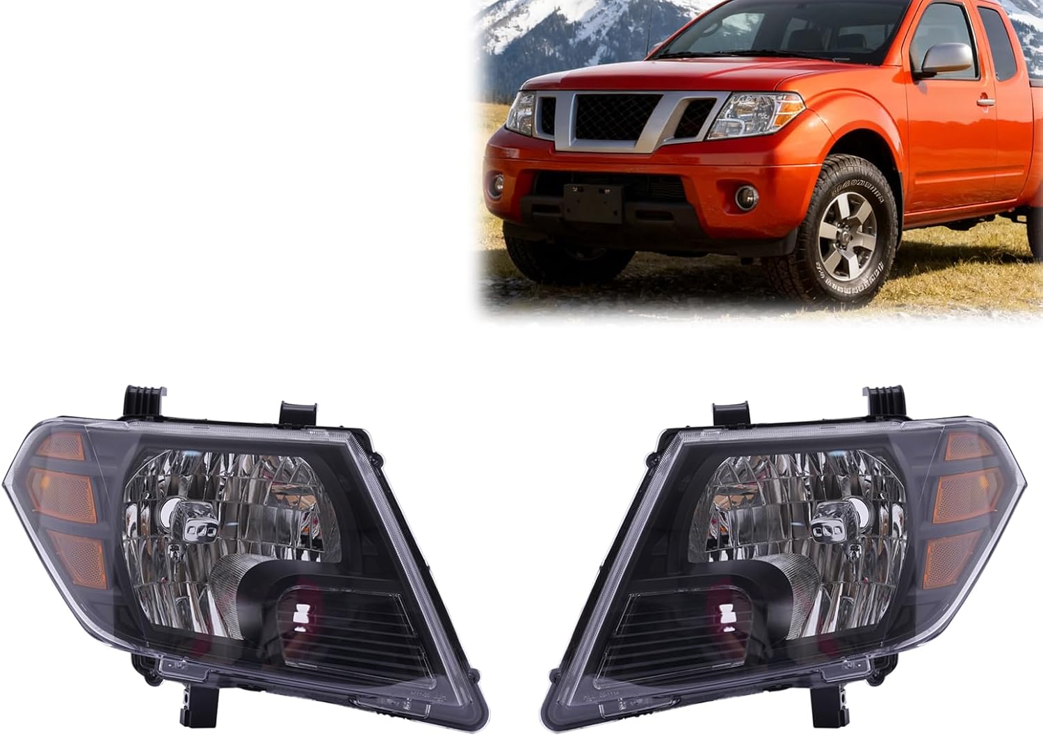 WUSILILU Pair Halogen Headlight Assembly for 2009–2020 Nissan Frontier