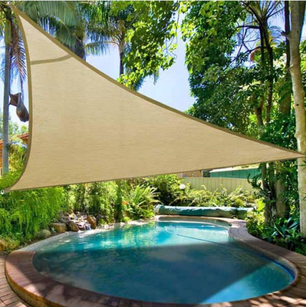 16' x 16' x 16' Triangular Woven Sun Shade Sail Beige