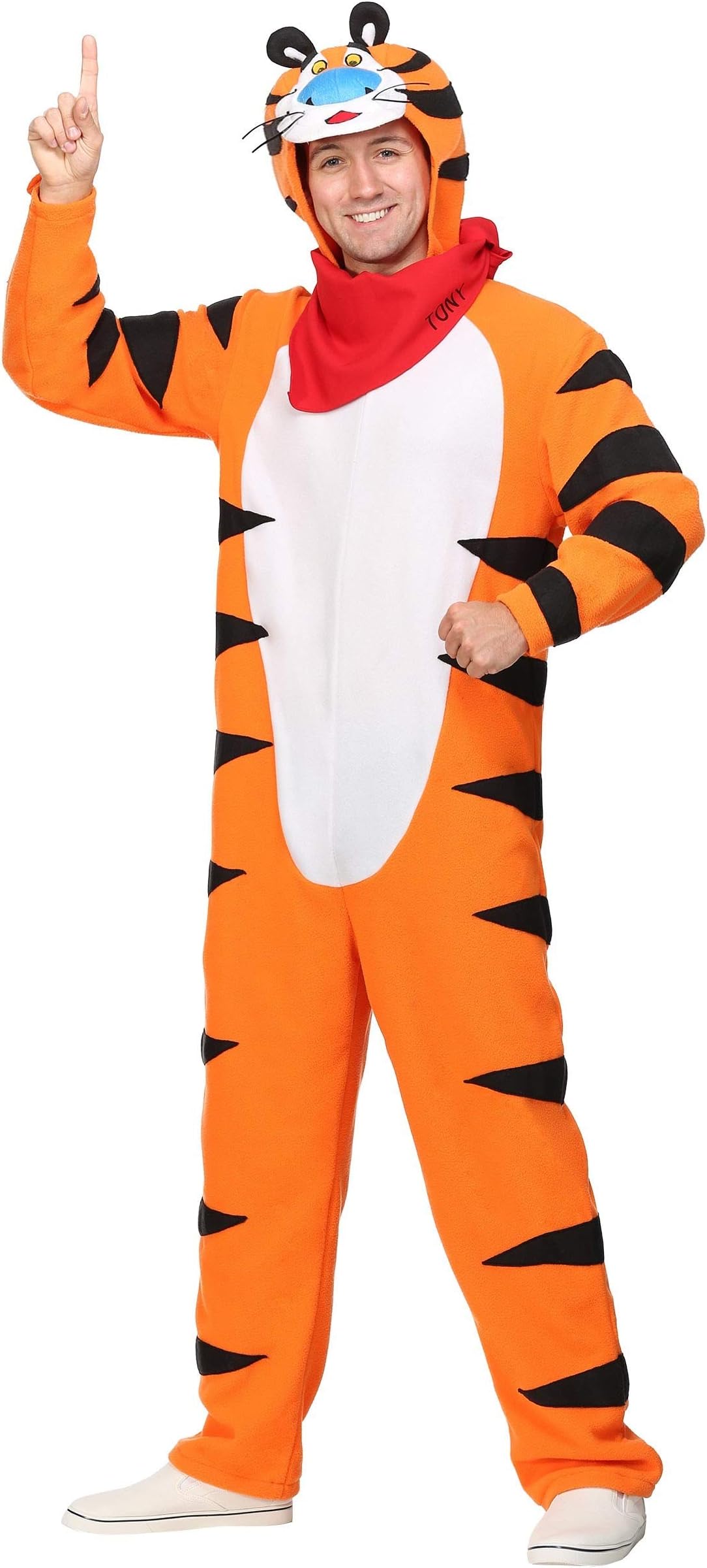 Fun CostumesFrosted Flakes Tony The Tiger Adult Costume | Men's Tiger Mascot Jumpsuit Halloween Costume