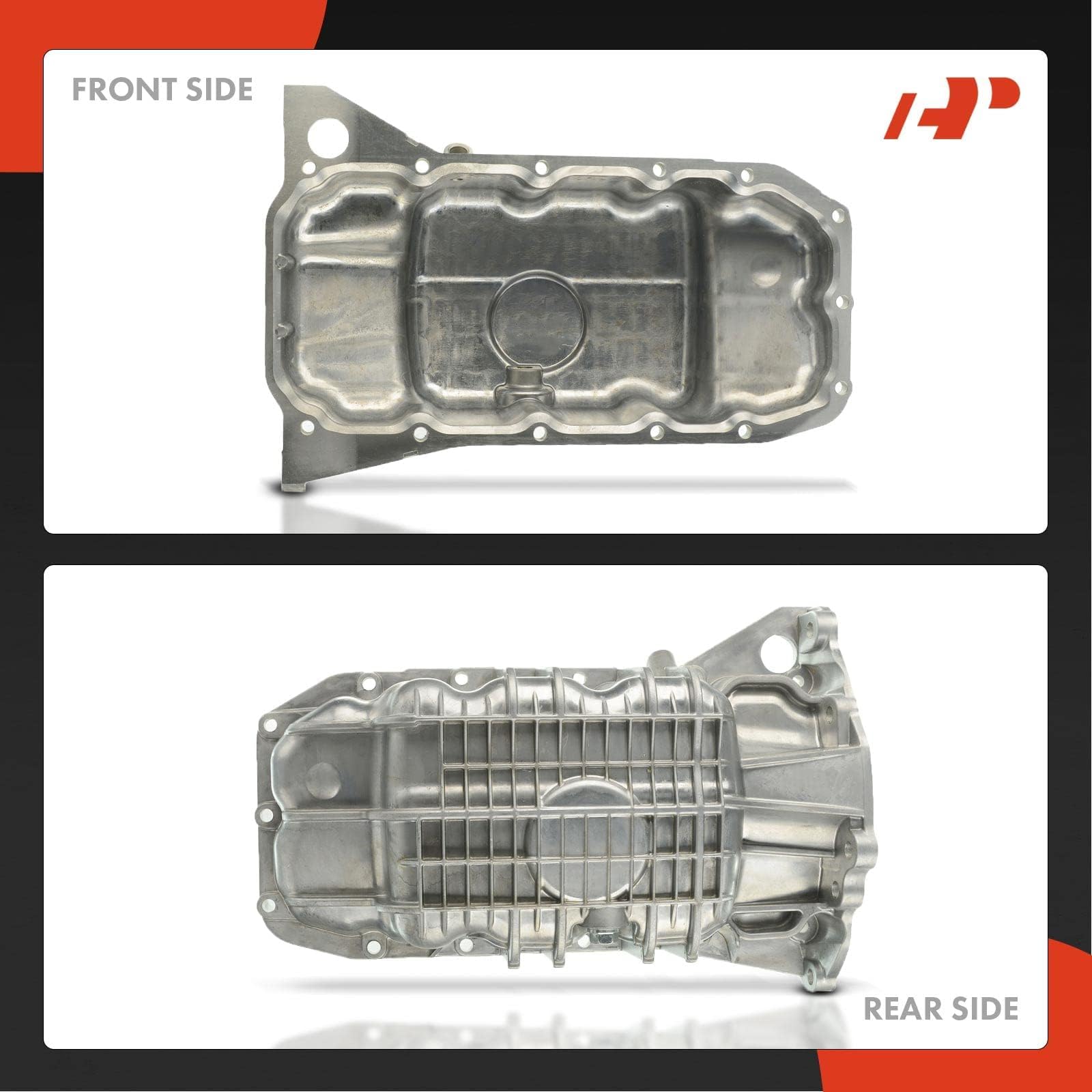 A-Premium Engine Oil Pan Sump with Drain Plug Compatible with Ford Fiesta 2008-2016, Fiesta Ikon 2011-2015, L4 1.6L