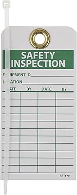 NMC Safety Inspection Tag with Grommets, Pack of 25, Double-Sided, 6