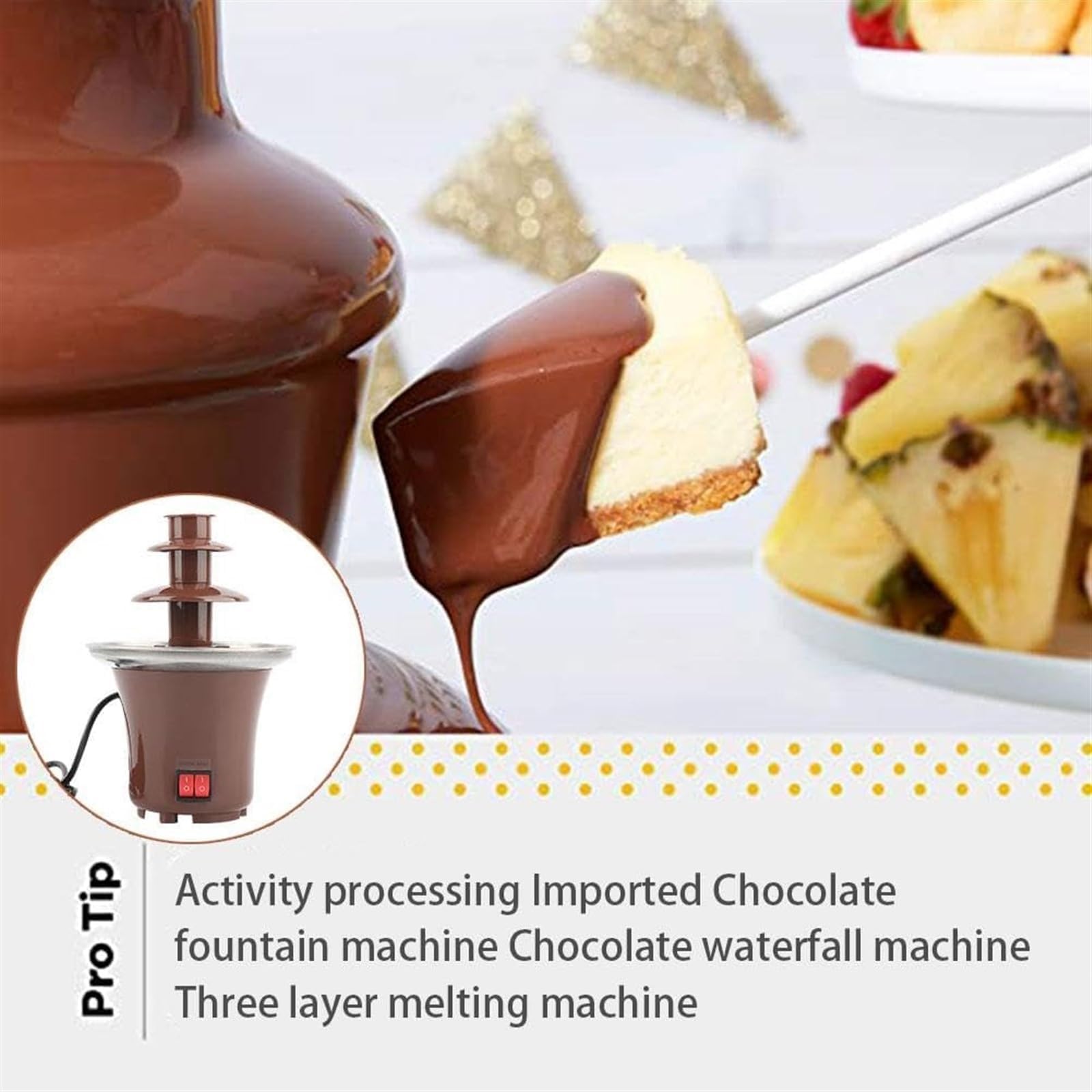 Fuente de Chocolate de 3 Niveles para el hogar, Olla Caliente para derretir Chocolate de 65 W, máquina de Lava de Chocolate, Torre de Chocolate para Equipos de Buffet de restaurantes, Bodas y Fiestas
