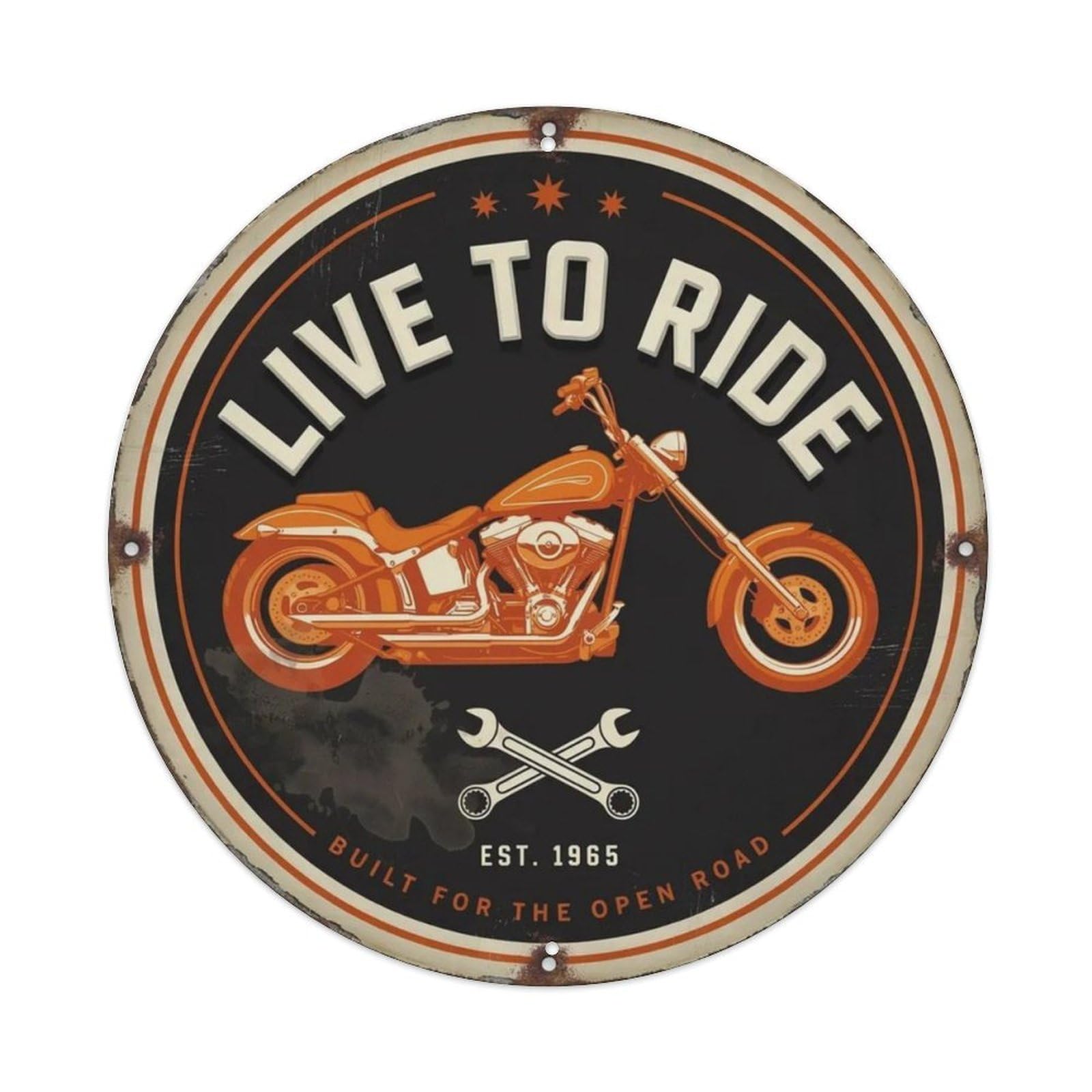 Vintage Motorcycle Round Sign Biker Metal Tin Sign Plaque