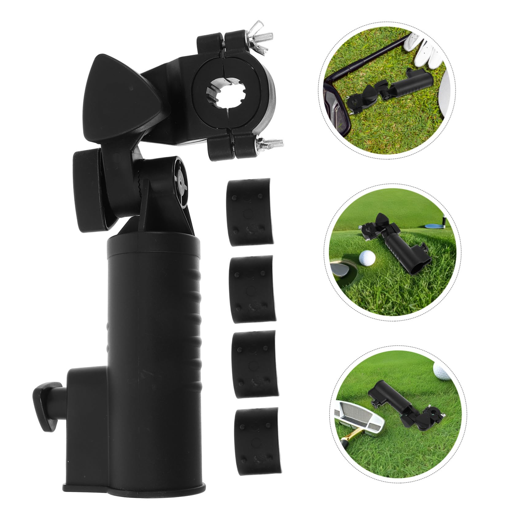 WOONEKY 2 Piezas Soporte para Paraguas de Golf Soporte con Abrazadera Resistente para Carrito de Golf Montaje Fácil para Torneos y Uso Diario Accesorio Duradero para Actividades al Aire