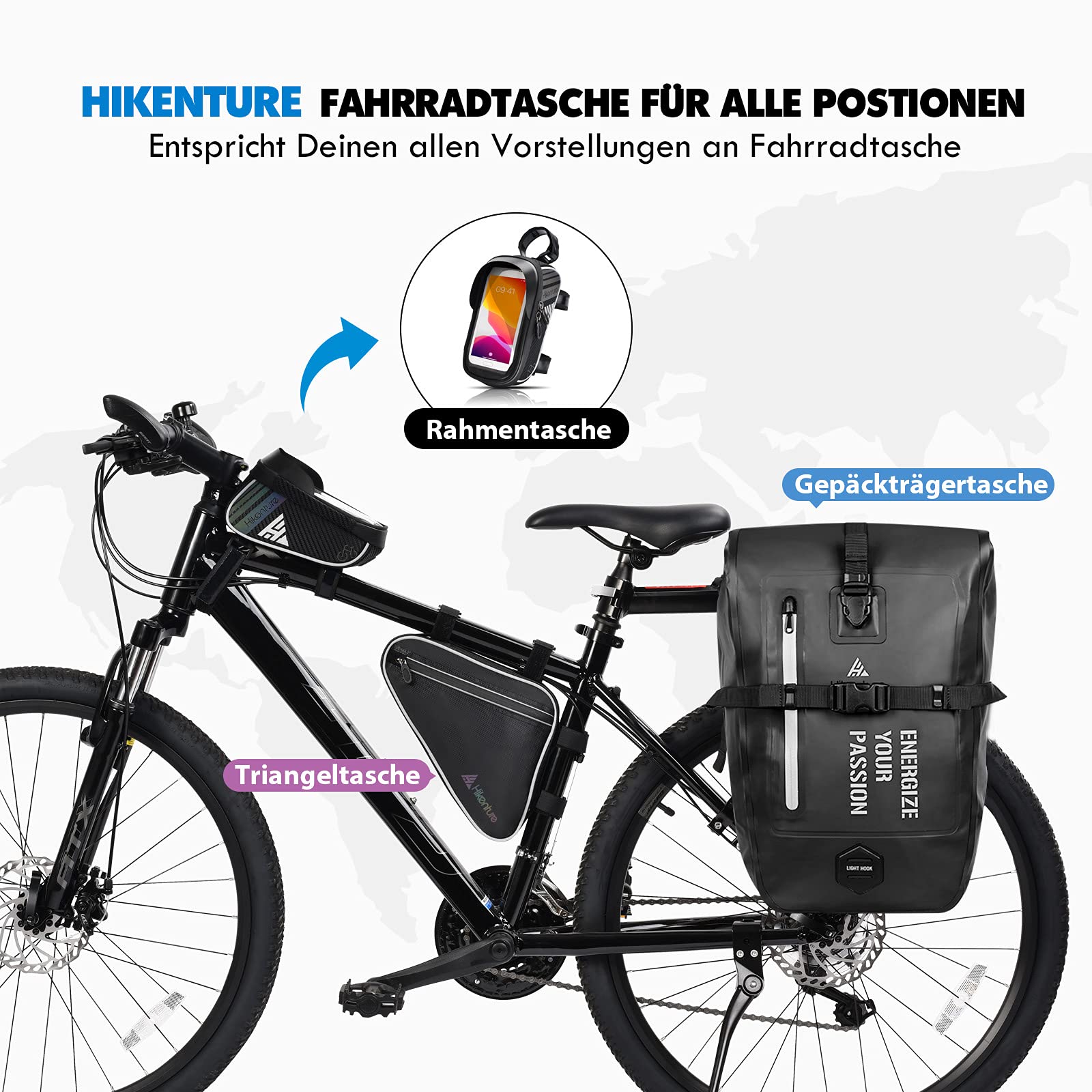 HIKENTURE bike frame bag waterproof bike bag bike bag mobile phone holder mountain bike bag bike bag Sports & Outdoors