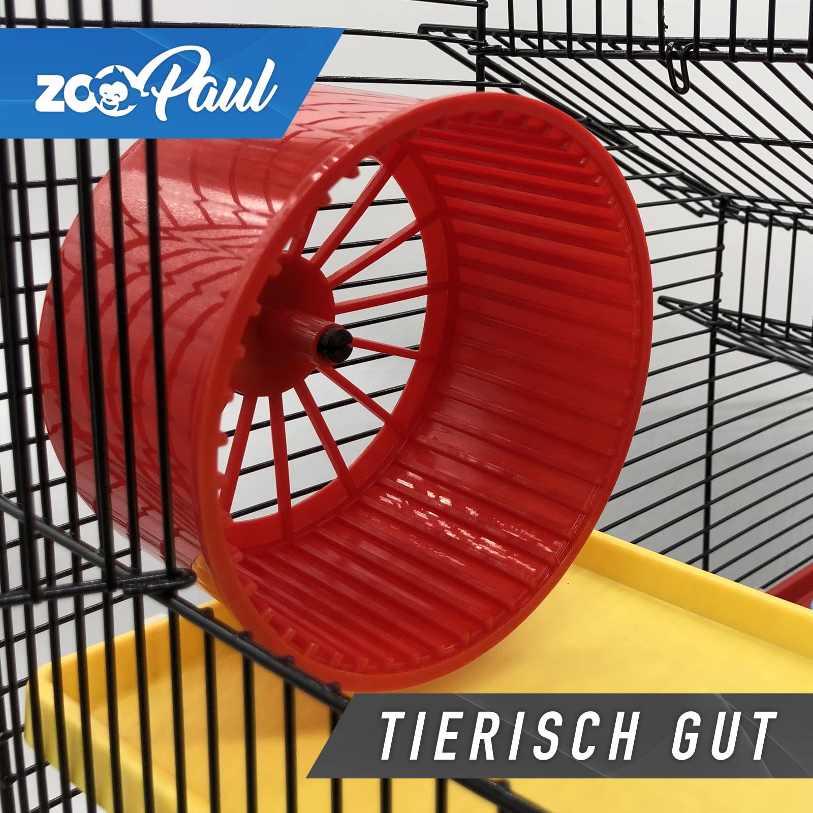 ZooPaul Hamsterkäfig XXL mit Zubehör Bunt für Hamster und Mäuse, Nagerkäfig mit Burg, Treppe, Tunnelsystem, Laufrad und Häuschen, 67 x 49 x 32 cm, Schwarz