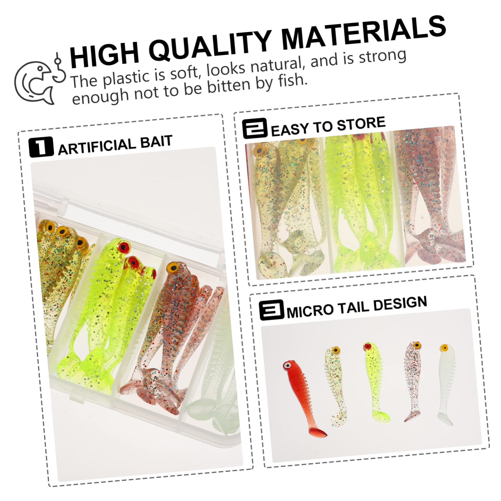 ABOOFAN 150pièces Leurres Plastique Souples Leurres De Simulation Tail avec Boîte De Rangement Couleurs Assorties Accessoire pour Truite Bar Salmonidés Et Carnassiers