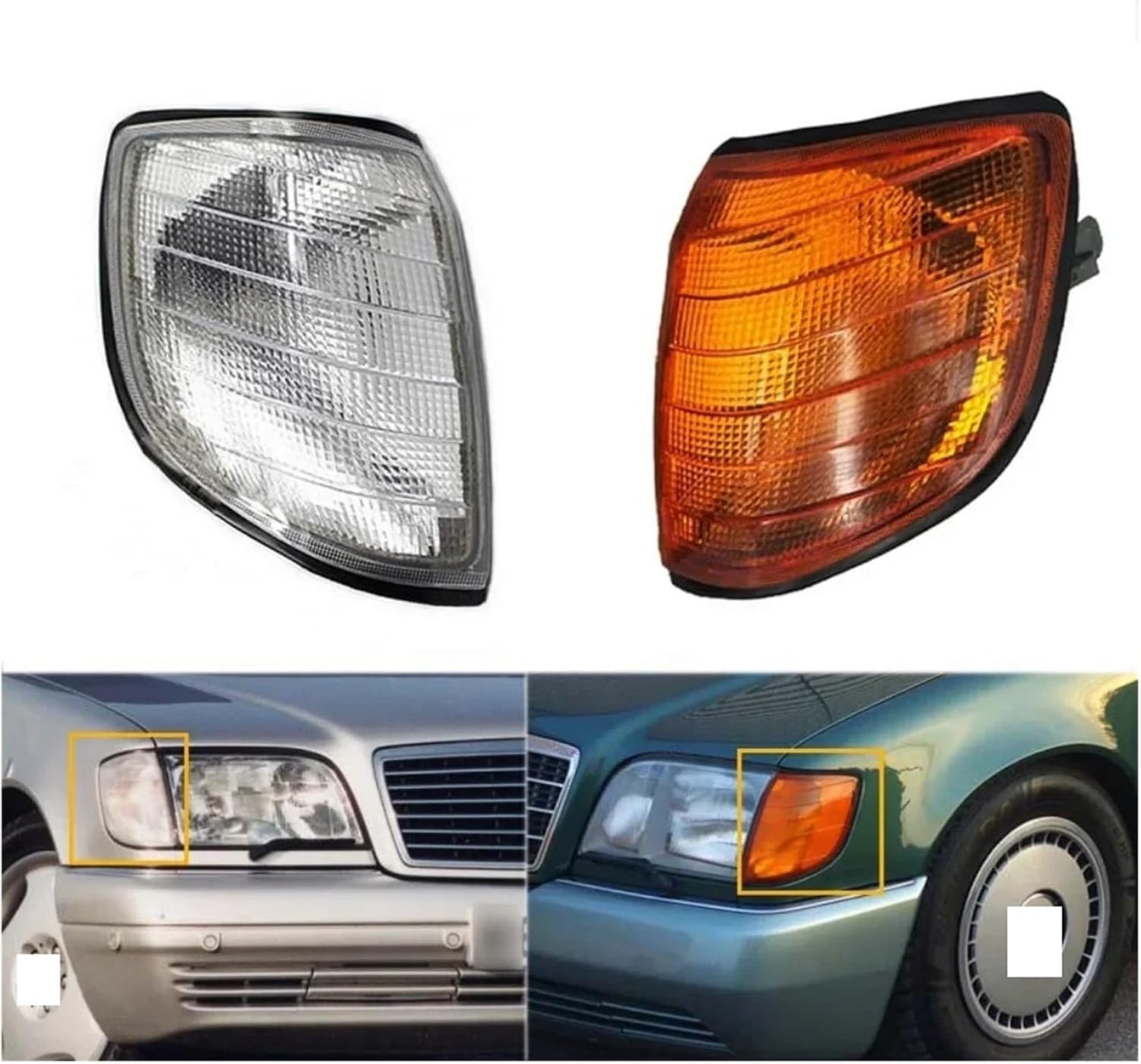 Front Turn Signal Corner Light Lamp Compatible with Mercedes-Benz W140 S280 S300 S320 S500 S6001991 1992 1992 1993 1994-1998(Left Yellow)
