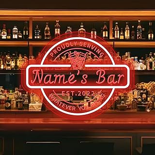 Custom Bar Neon Sign for Bar Room Man Cave Personalized Bar Signs LED Neon Lights for Men Dad Gifts Dimmable Customized Brewery Beer Light Up Signs for Pub Bistro Business Wall Decor