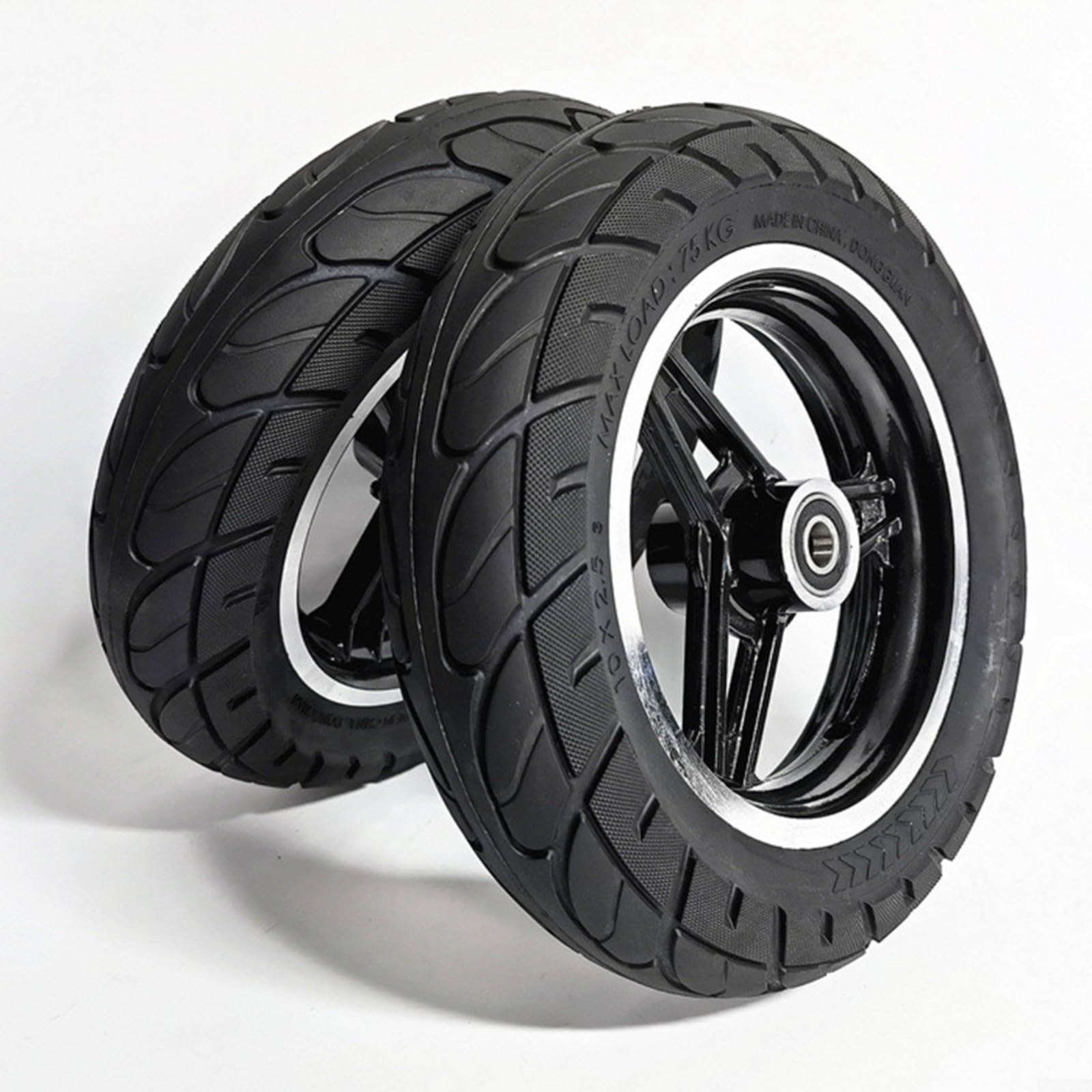 1 Rueda de Repuesto para Scooter de 10 Pulgadas, 10 x 2,125, neumático de Caucho Macizo con Conjunto de Cubo de Rueda, Rueda Completa a Prueba de explosiones (10 mm), Resistente al Desgaste