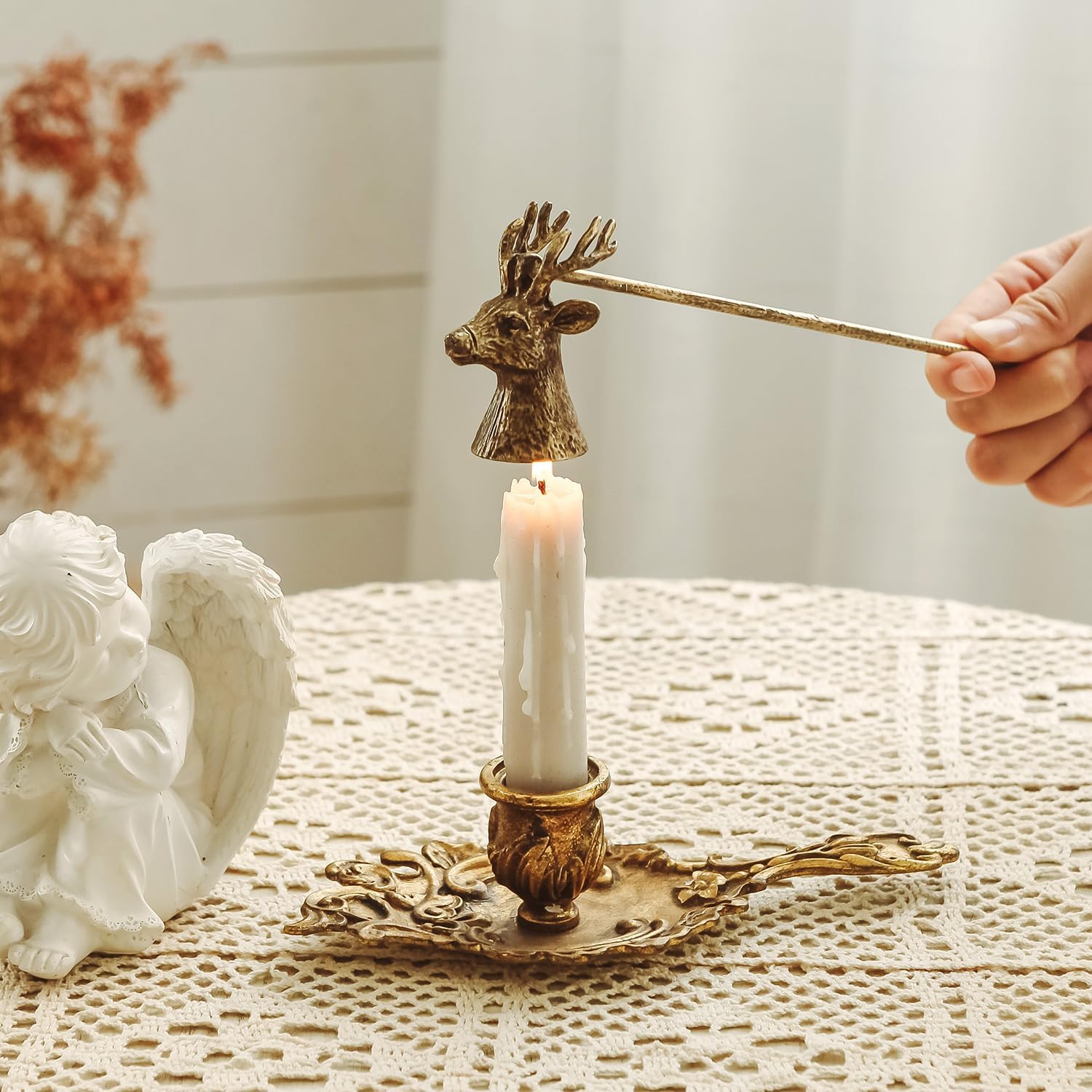NIKKY HOME Candle Snuffer, Deer Decorative Candle Extinguisher Candlesnuffer with